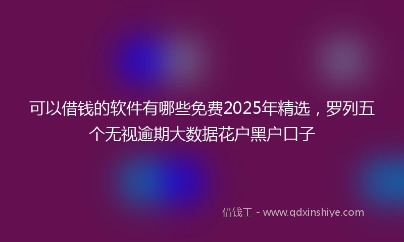 可以借钱的软件有哪些免费2025年精选，罗列五个无视逾期大数据花户黑户口子