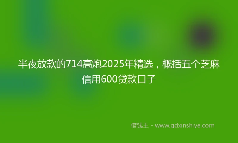半夜放款的714高炮2025年精选，概括五个芝麻信用600贷款口子