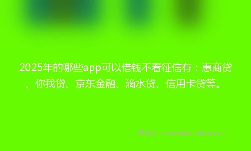 2025年的哪些app可以借钱不看征信有：惠商贷、你我贷、京东金融、滴水贷、信用卡贷等。