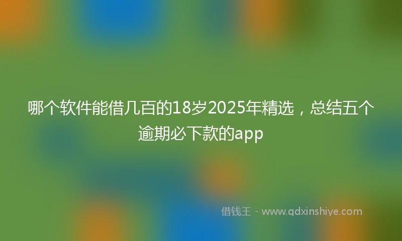 哪个软件能借几百的18岁2025年精选，总结五个逾期必下款的app