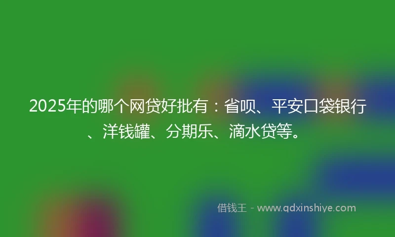 2025年的哪个网贷好批有：省呗、平安口袋银行、洋钱罐、分期乐、滴水贷等。