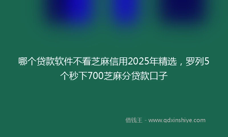哪个贷款软件不看芝麻信用2025年精选，罗列5个秒下700芝麻分贷款口子