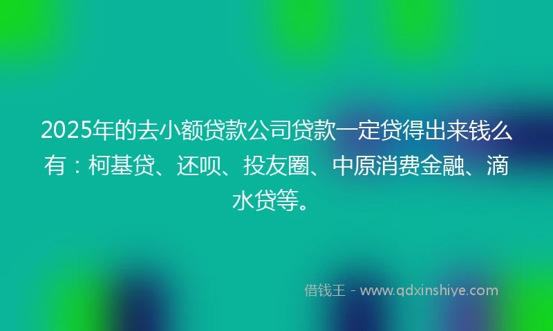 2025年的去小额贷款公司贷款一定贷得出来钱么有：柯基贷、还呗、投友圈、中原消费金融、滴水贷等。