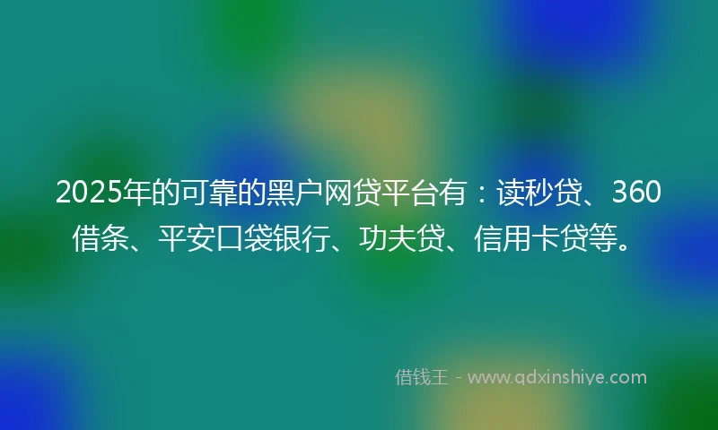 2025年的可靠的黑户网贷平台有：读秒贷、360借条、平安口袋银行、功夫贷、信用卡贷等。
