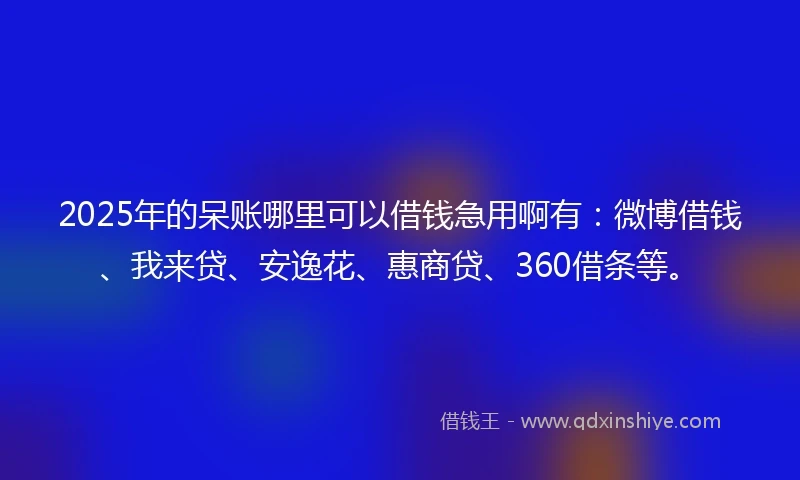 2025年的呆账哪里可以借钱急用啊有：微博借钱、我来贷、安逸花、惠商贷、360借条等。