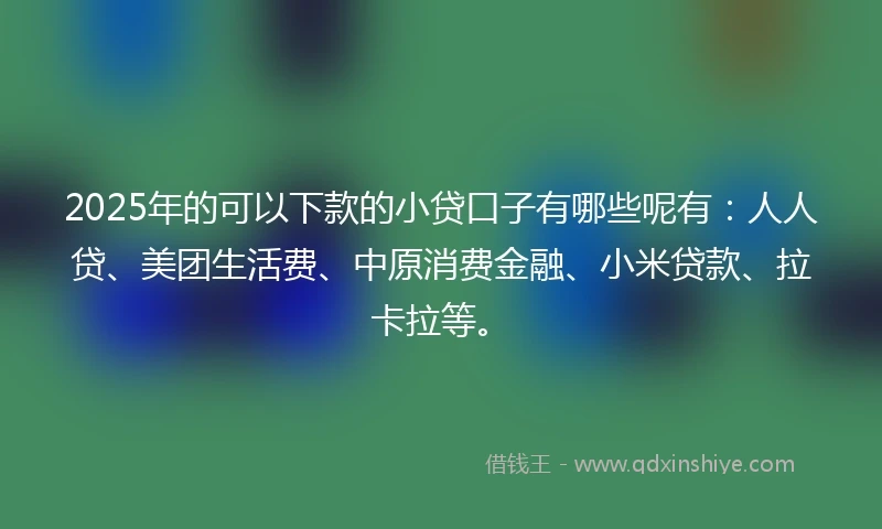 2025年的可以下款的小贷口子有哪些呢有：人人贷、美团生活费、中原消费金融、小米贷款、拉卡拉等。