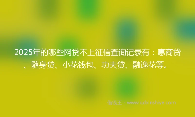 2025年的哪些网贷不上征信查询记录有：惠商贷、随身贷、小花钱包、功夫贷、融逸花等。