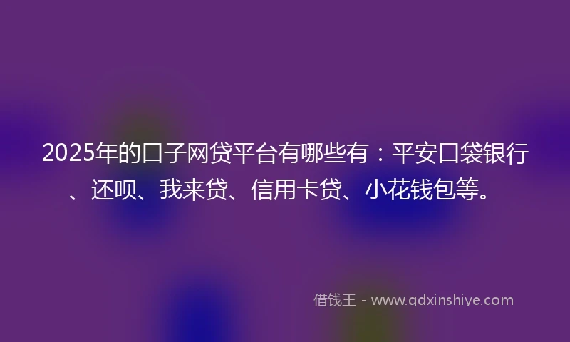 2025年的口子网贷平台有哪些有：平安口袋银行、还呗、我来贷、信用卡贷、小花钱包等。