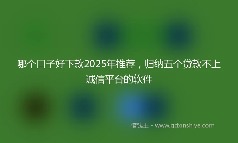 哪个口子好下款2025年推荐，归纳五个贷款不上诚信平台的软件