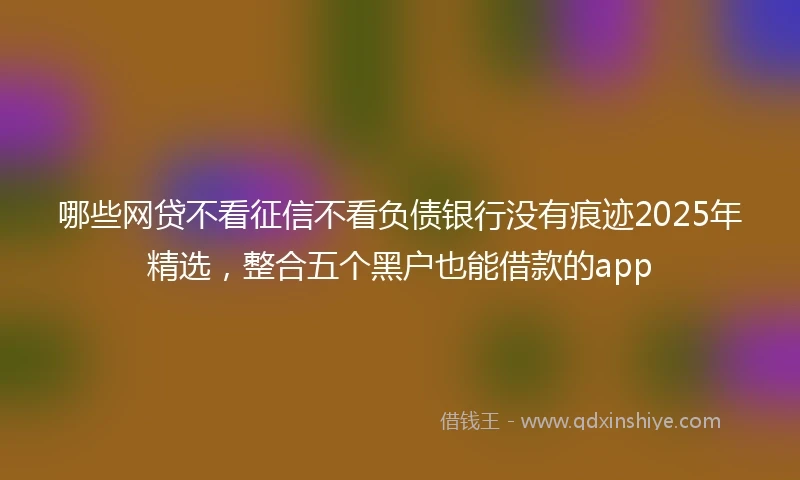 哪些网贷不看征信不看负债银行没有痕迹2025年精选，整合五个黑户也能借款的app