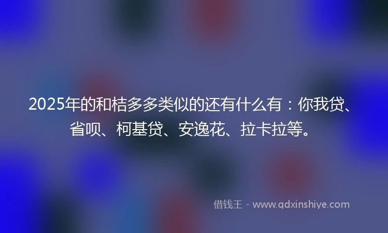 2025年的和桔多多类似的还有什么有：你我贷、省呗、柯基贷、安逸花、拉卡拉等。