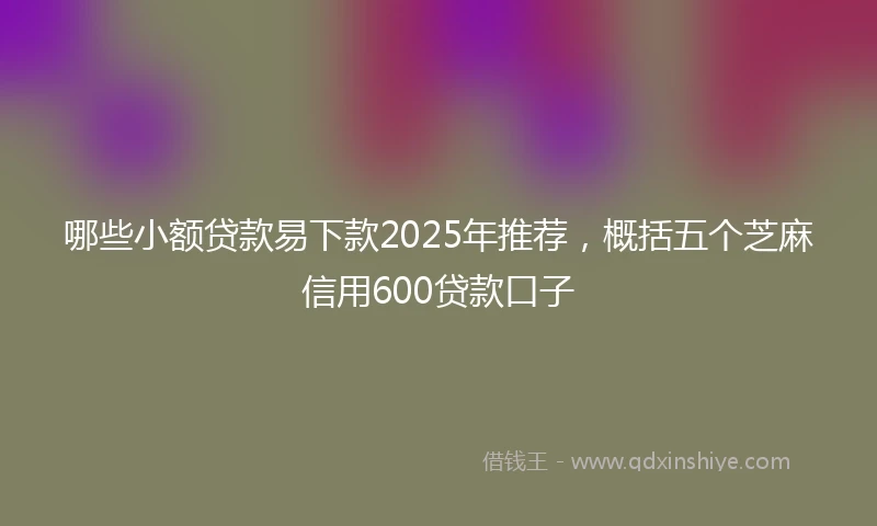 哪些小额贷款易下款2025年推荐,概括五个芝麻信用600贷款口子