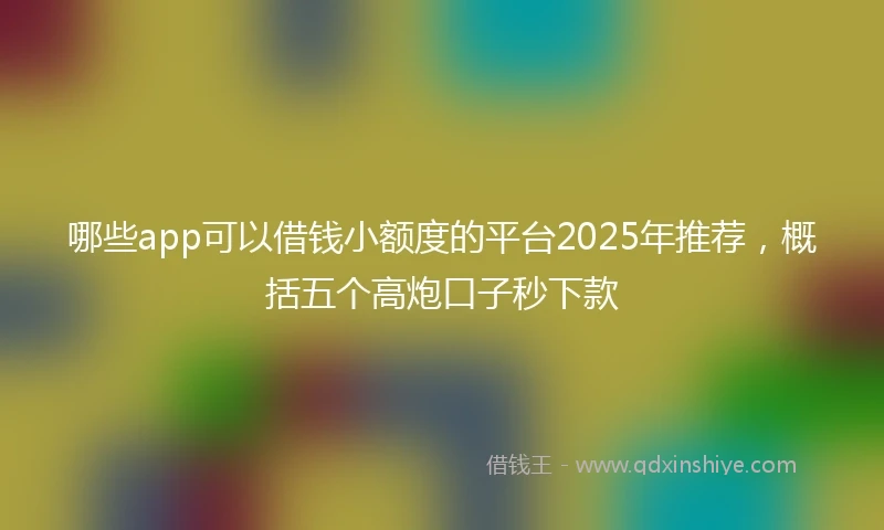 哪些app可以借钱小额度的平台2025年推荐，概括五个高炮口子秒下款