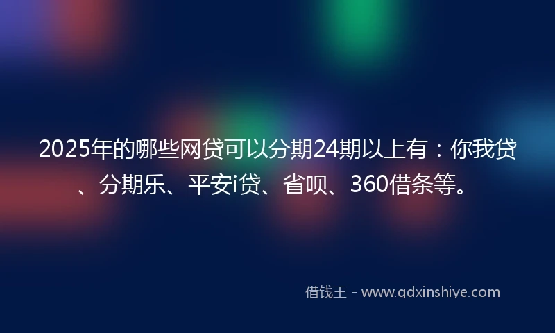 2025年的哪些网贷可以分期24期以上有：你我贷、分期乐、平安i贷、省呗、360借条等。