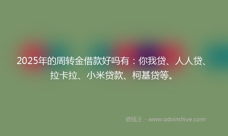 2025年的周转金借款好吗有：你我贷、人人贷、拉卡拉、小米贷款、柯基贷等。