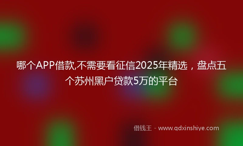 哪个APP借款,不需要看征信2025年精选，盘点五个苏州黑户贷款5万的平台