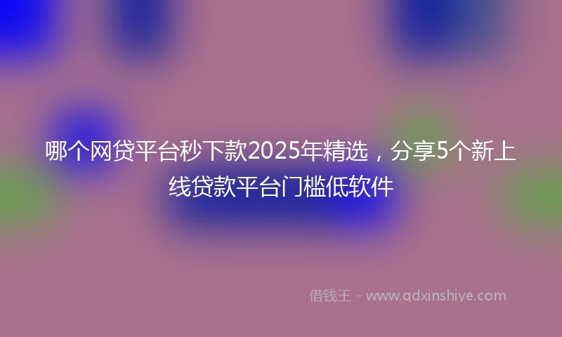 哪个网贷平台秒下款2025年精选，分享5个新上线贷款平台门槛低软件