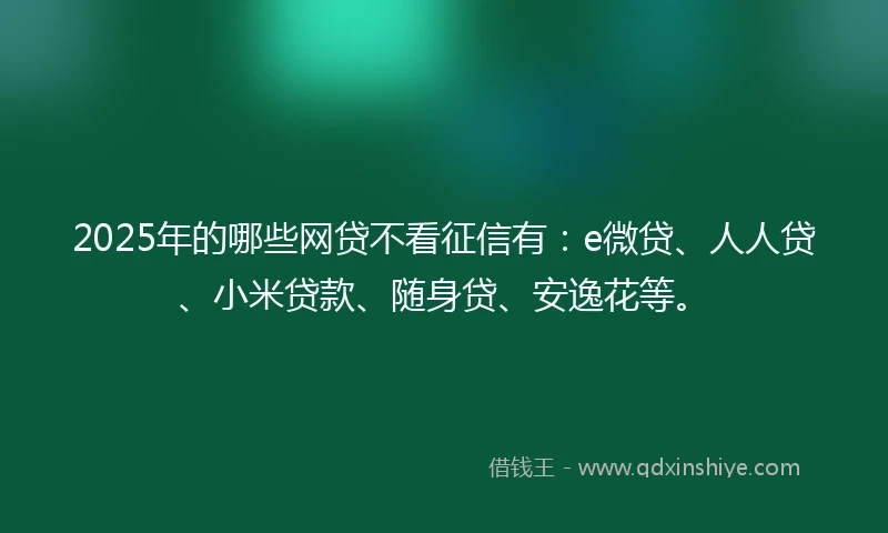2025年的哪些网贷不看征信有：e微贷、人人贷、小米贷款、随身贷、安逸花等。