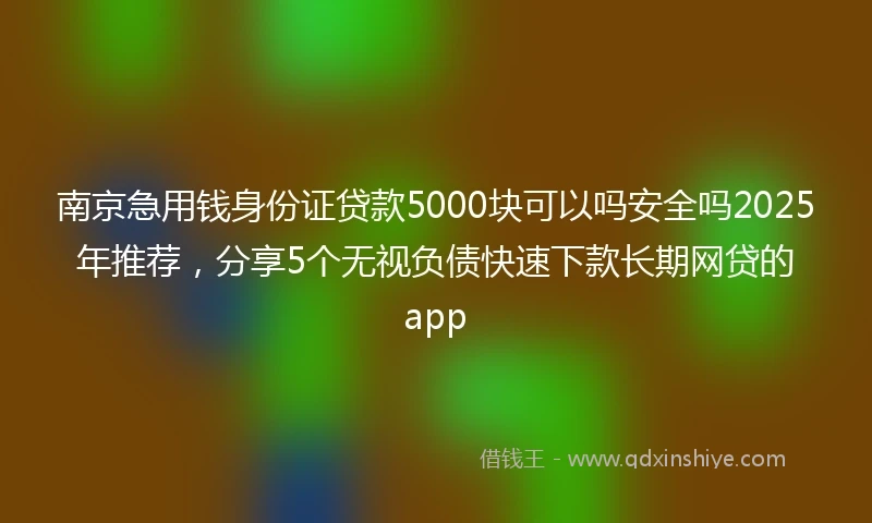 南京急用钱身份证贷款5000块可以吗安全吗2025年推荐，分享5个无视负债快速下款长期网贷的app