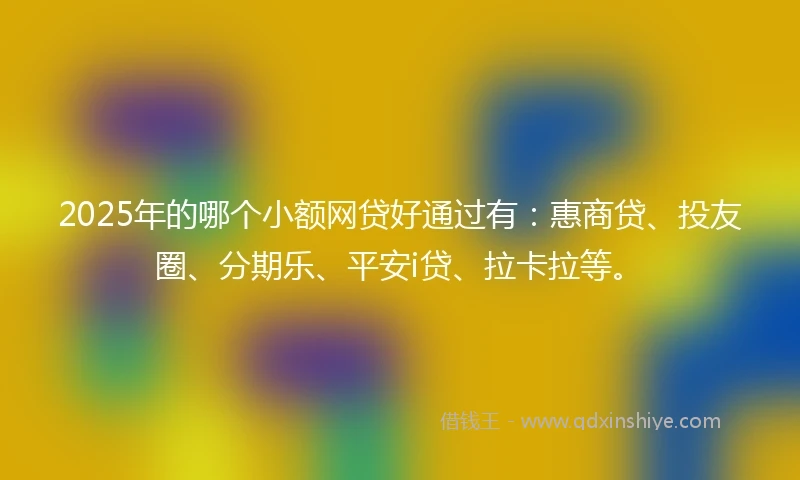 2025年的哪个小额网贷好通过有：惠商贷、投友圈、分期乐、平安i贷、拉卡拉等。