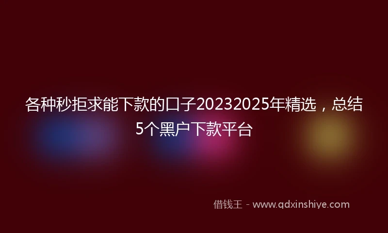 各种秒拒求能下款的口子20232025年精选,总结5个黑户下款平台