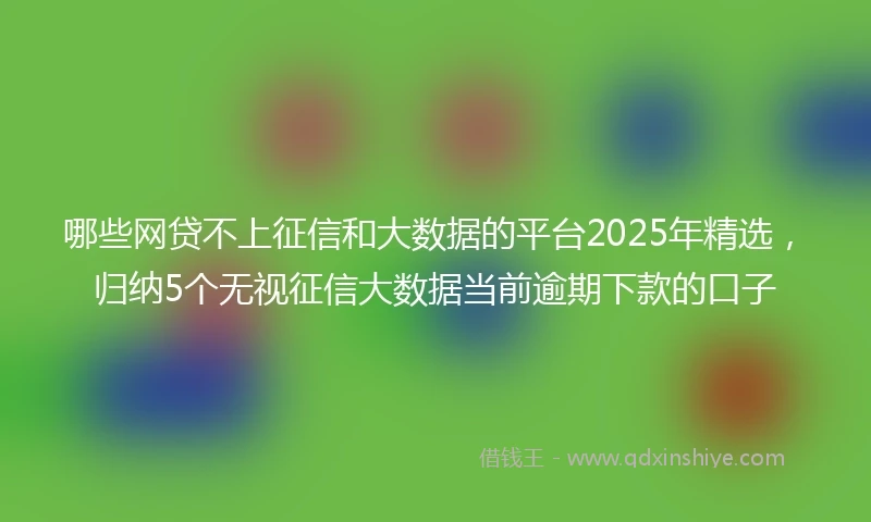 哪些网贷不上征信和大数据的平台2025年精选，归纳5个无视征信大数据当前逾期下款的口子