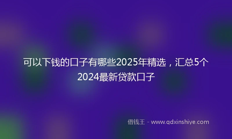 可以下钱的口子有哪些2025年精选，汇总5个2024最新贷款口子