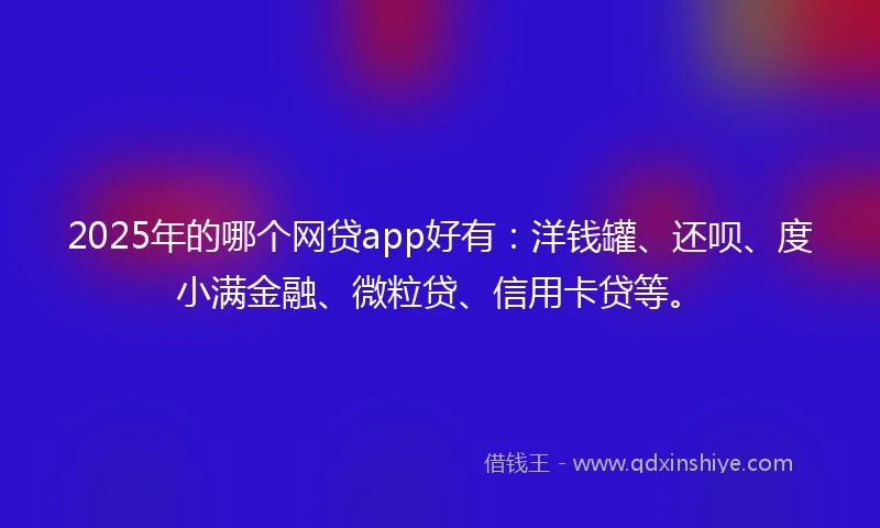 2025年的哪个网贷app好有：洋钱罐、还呗、度小满金融、微粒贷、信用卡贷等。