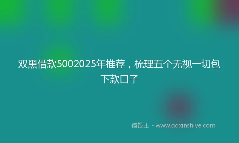 双黑借款5002025年推荐，梳理五个无视一切包下款口子