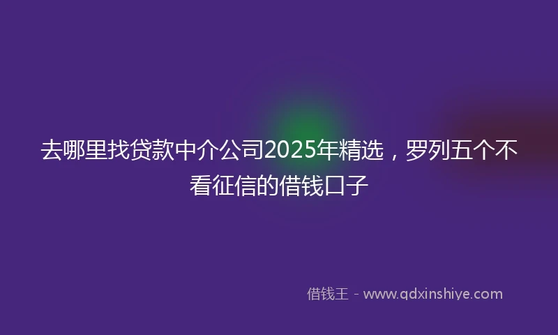 去哪里找贷款中介公司2025年精选，罗列五个不看征信的借钱口子