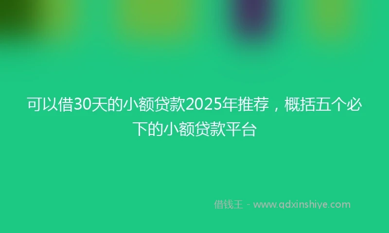 可以借30天的小额贷款2025年推荐，概括五个必下的小额贷款平台