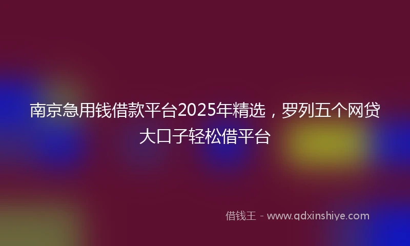 南京急用钱借款平台2025年精选，罗列五个网贷大口子轻松借平台