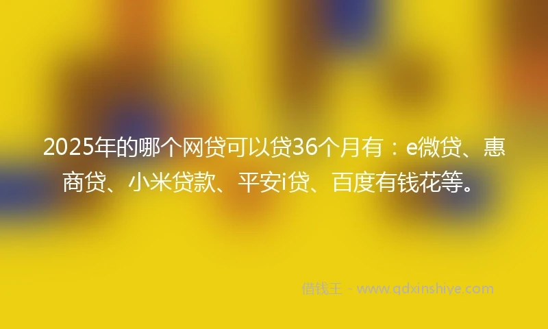 2025年的哪个网贷可以贷36个月有：e微贷、惠商贷、小米贷款、平安i贷、百度有钱花等。