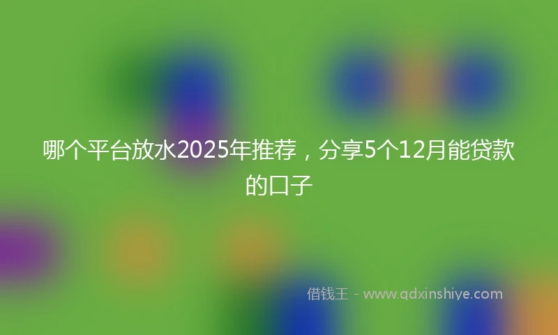 哪个平台放水2025年推荐，分享5个12月能贷款的口子