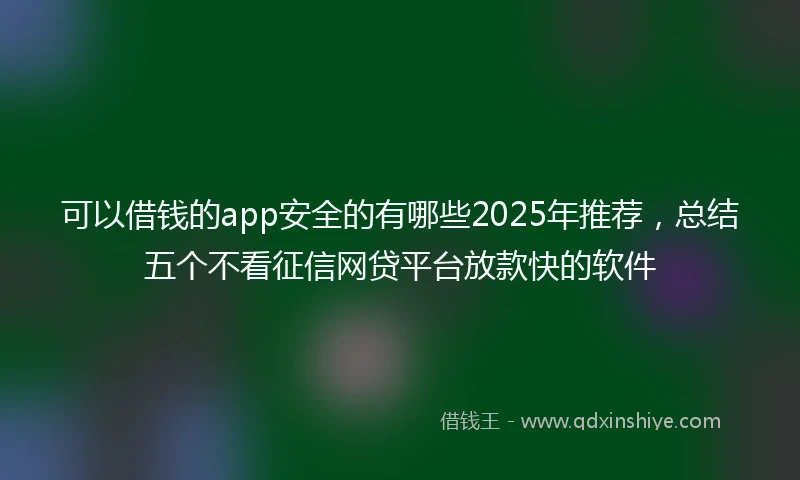 可以借钱的app安全的有哪些2025年推荐，总结五个不看征信网贷平台放款快的软件