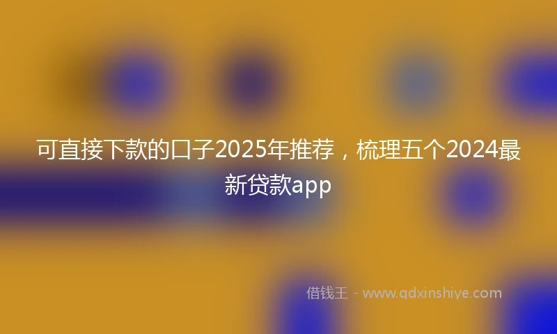 可直接下款的口子2025年推荐，梳理五个2024最新贷款app