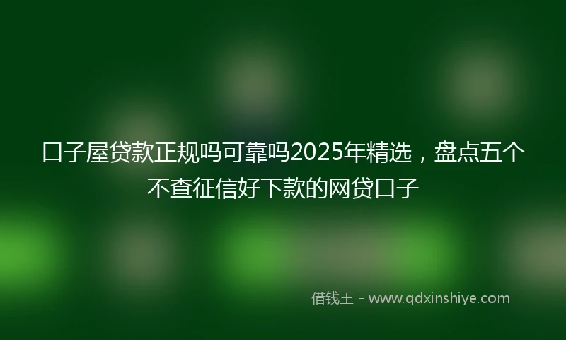 口子屋贷款正规吗可靠吗2025年精选，盘点五个不查征信好下款的网贷口子