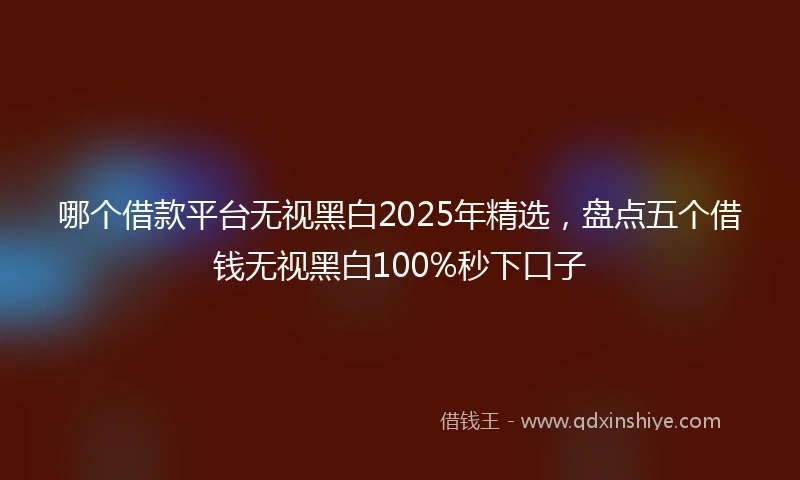 哪个借款平台无视黑白2025年精选，盘点五个借钱无视黑白100%秒下口子