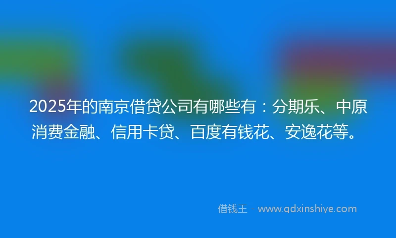 2025年的南京借贷公司有哪些有：分期乐、中原消费金融、信用卡贷、百度有钱花、安逸花等。
