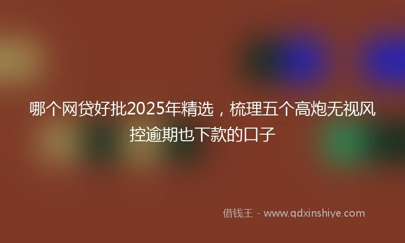 哪个网贷好批2025年精选，梳理五个高炮无视风控逾期也下款的口子