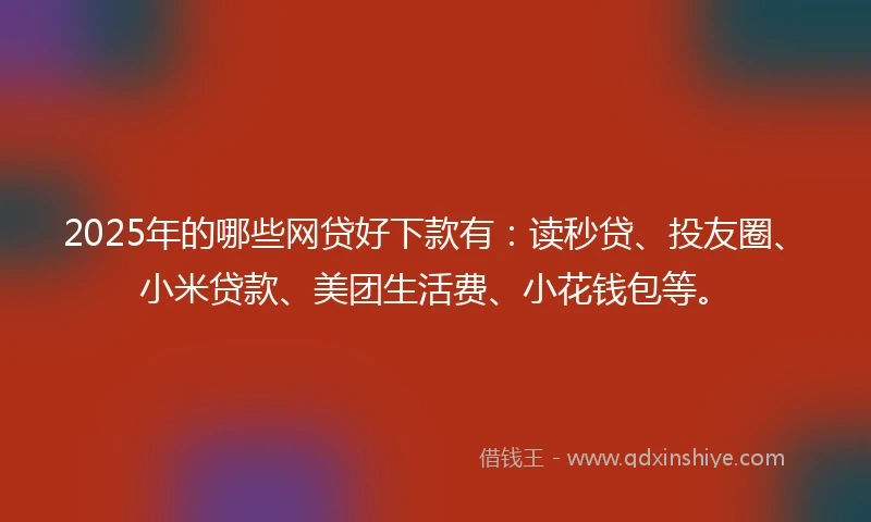 2025年的哪些网贷好下款有：读秒贷、投友圈、小米贷款、美团生活费、小花钱包等。