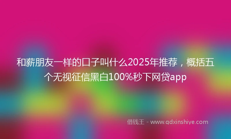 和薪朋友一样的口子叫什么2025年推荐，概括五个无视征信黑白100%秒下网贷app