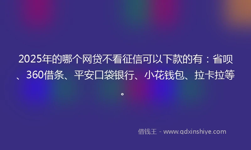2025年的哪个网贷不看征信可以下款的有：省呗、360借条、平安口袋银行、小花钱包、拉卡拉等。