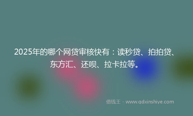 2025年的哪个网贷审核快有：读秒贷、拍拍贷、东方汇、还呗、拉卡拉等。