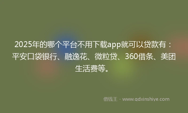 2025年的哪个平台不用下载app就可以贷款有：平安口袋银行、融逸花、微粒贷、360借条、美团生活费等。