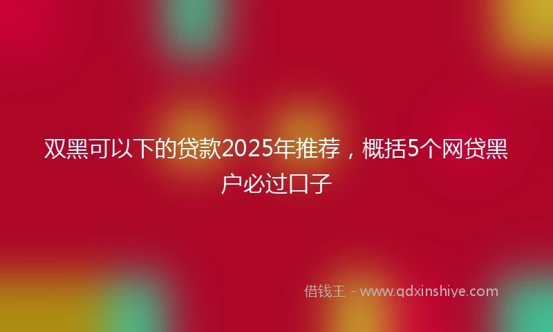 双黑可以下的贷款2025年推荐，概括5个网贷黑户必过口子