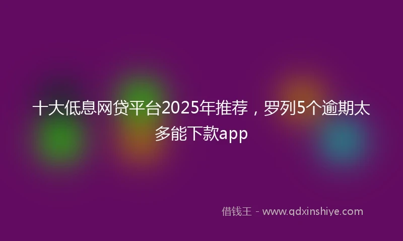十大低息网贷平台2025年推荐，罗列5个逾期太多能下款app
