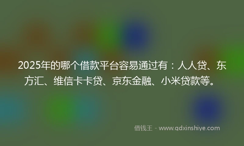 2025年的哪个借款平台容易通过有：人人贷、东方汇、维信卡卡贷、京东金融、小米贷款等。