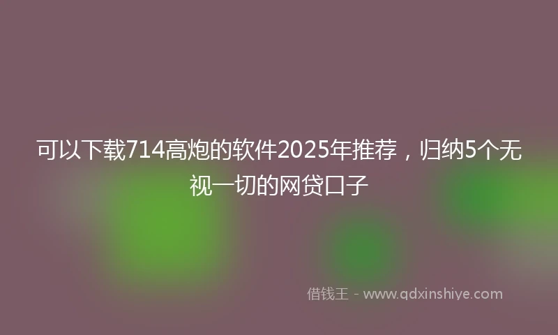 可以下载714高炮的软件2025年推荐，归纳5个无视一切的网贷口子