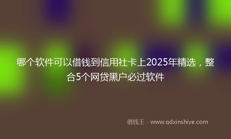 哪个软件可以借钱到信用社卡上2025年精选，整合5个网贷黑户必过软件